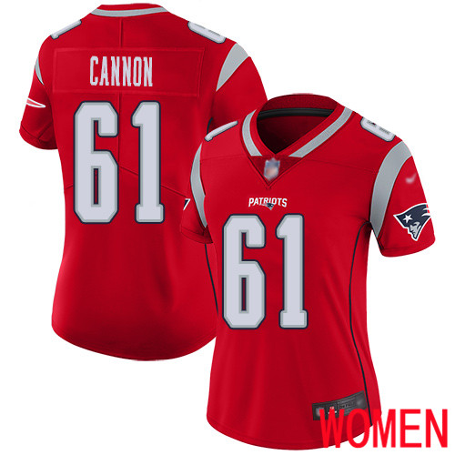 New England Patriots Football #61 Inverted Legend Limited Red Women Marcus Cannon NFL Jersey